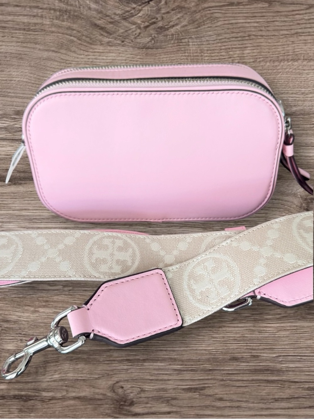 Tory Burch Mini Miller Crossbody Bag Pink Plie Leather NWT - Picture 4 of 8